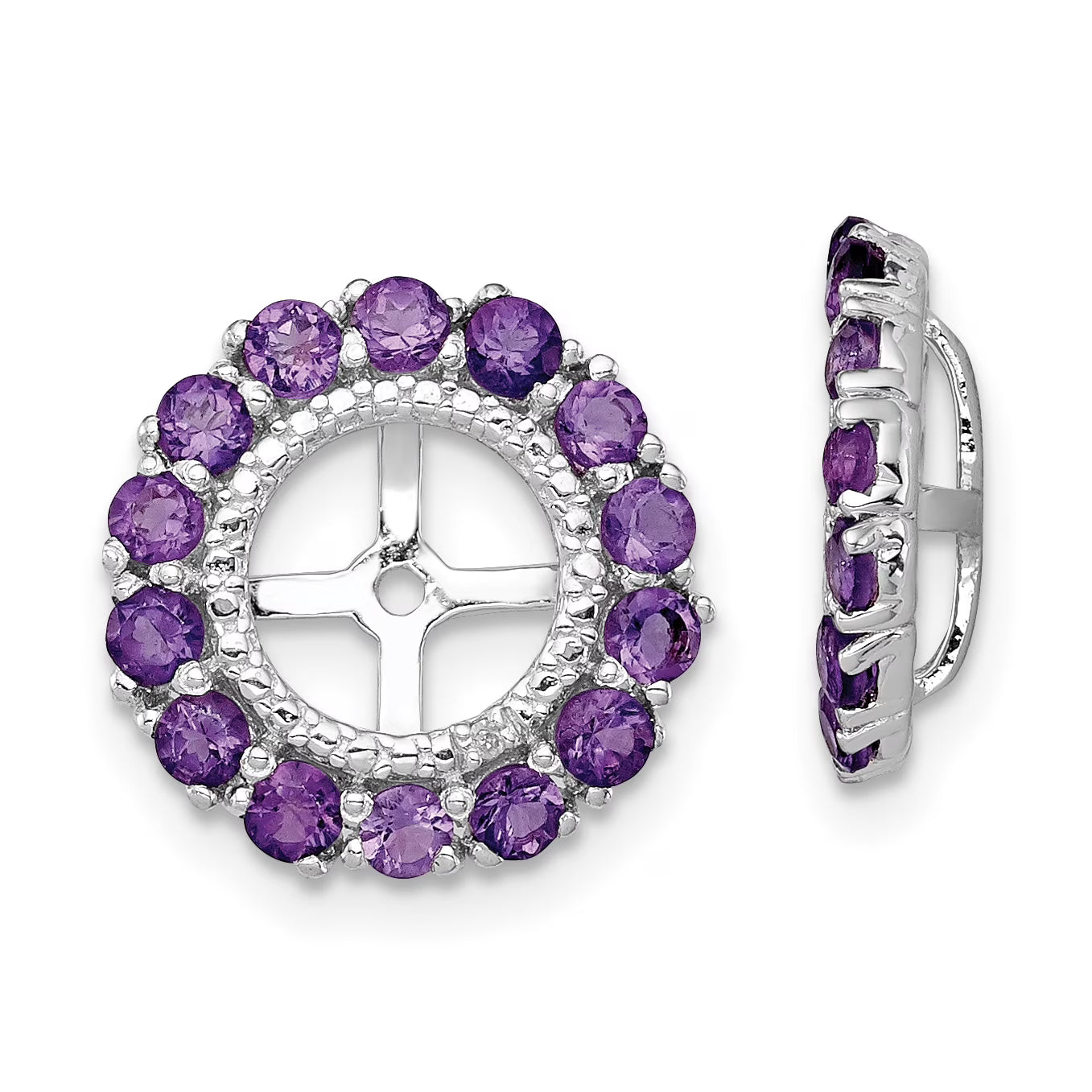 Rhodium Diamond & Amethyst Earring Jacket Earrings K27115
