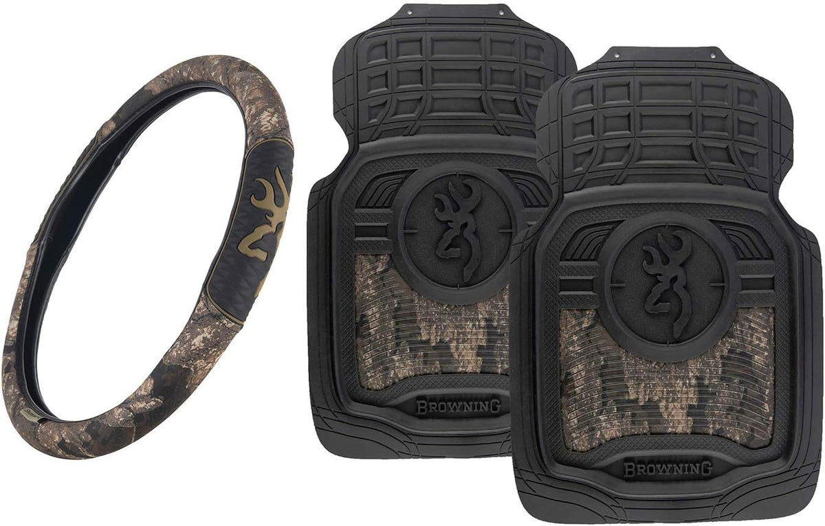 3pc Camo Auto Accessories Kit, 2 Front Seat Covers and 1 Wheel Cover P9527