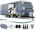 Extra-Thick 6-ply Travel Trailer RV Cover with 2 Windproof Straps, 4 Tire Covers D654810