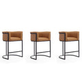 Camel and Black Metal Counter Height Bar Stool (Set of 3) F5370