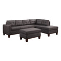 Gray Fabric Reversible Sectional Sofa with Ottoman A8179