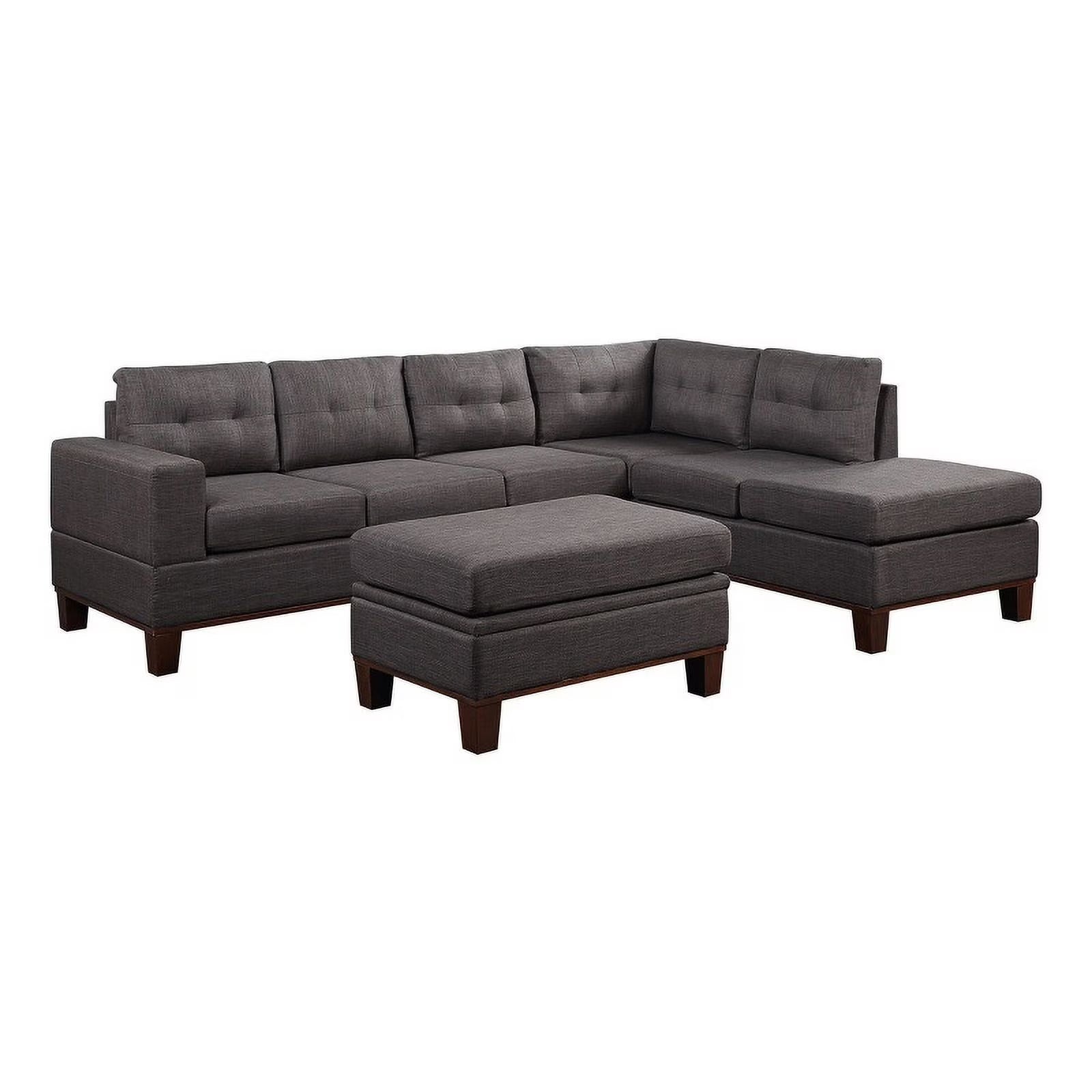 Gray Fabric Reversible Sectional Sofa with Ottoman A8179