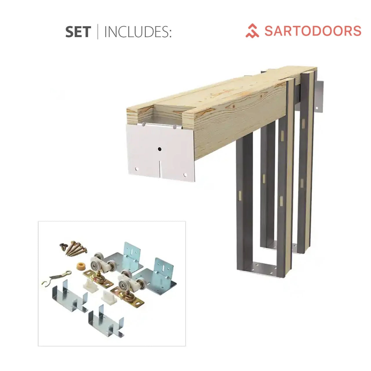 Solid Wood Interior Double Pocket Doors N989