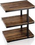 3-Tier Rustic Brown Wood Side Table with Metal Frame L234525