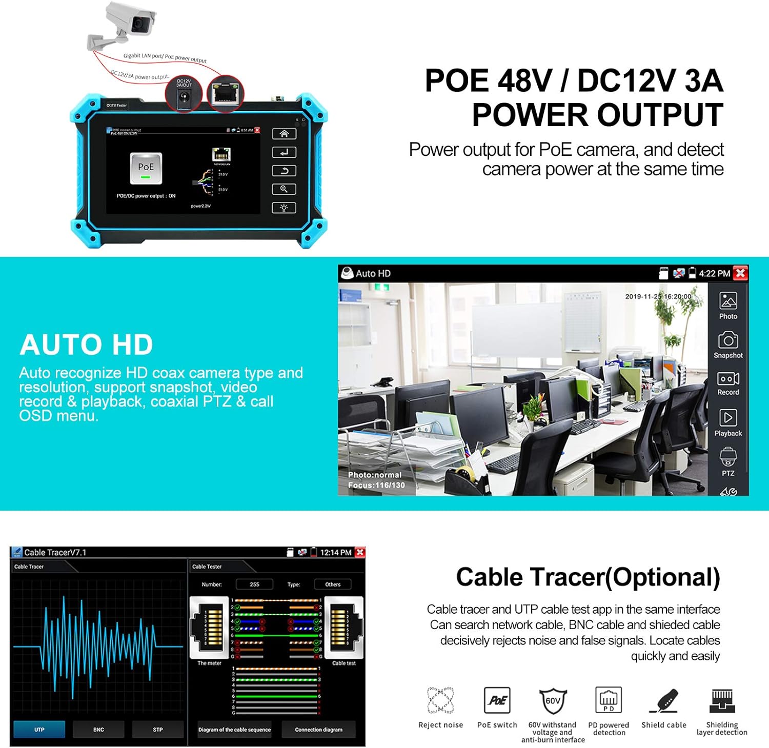5inch IPS Touch Screen IP Camera Tester I29771