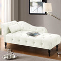 White Velvet Rolled Arm Chaise Lounge N9778