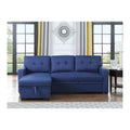 Blue Polyester Reversible Sleeper Sectional Sofa Y32099