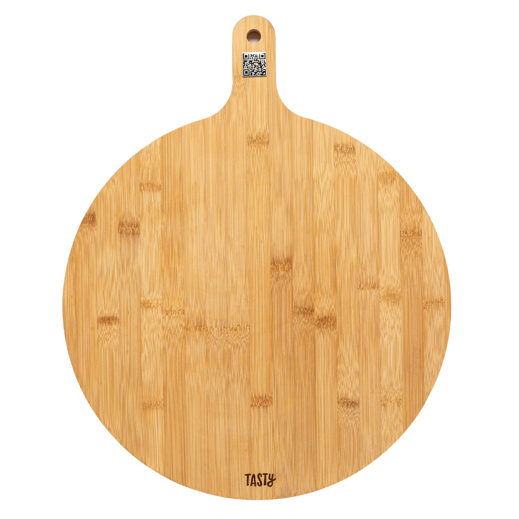 Bamboo Round Charcuterie Board with Handle, 15.5" R824
