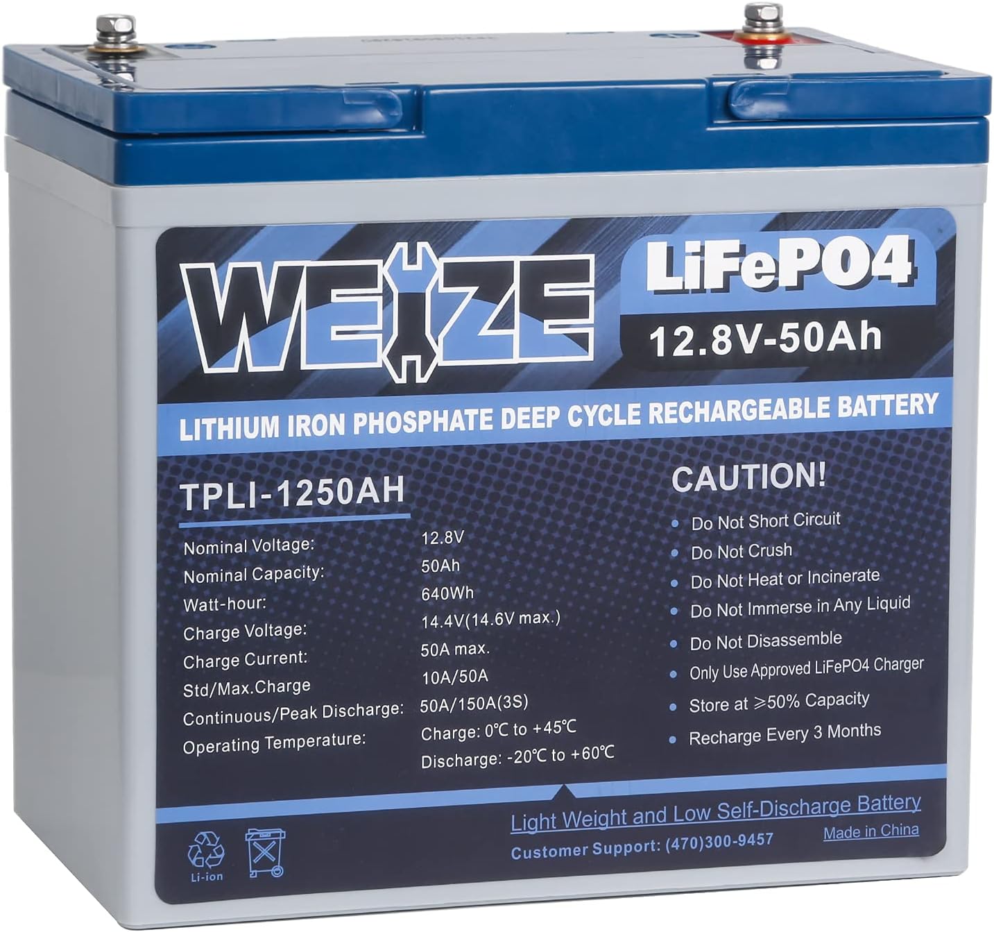 12V 50Ah LiFePO4 Lithium Battery with Smart BMS T198144