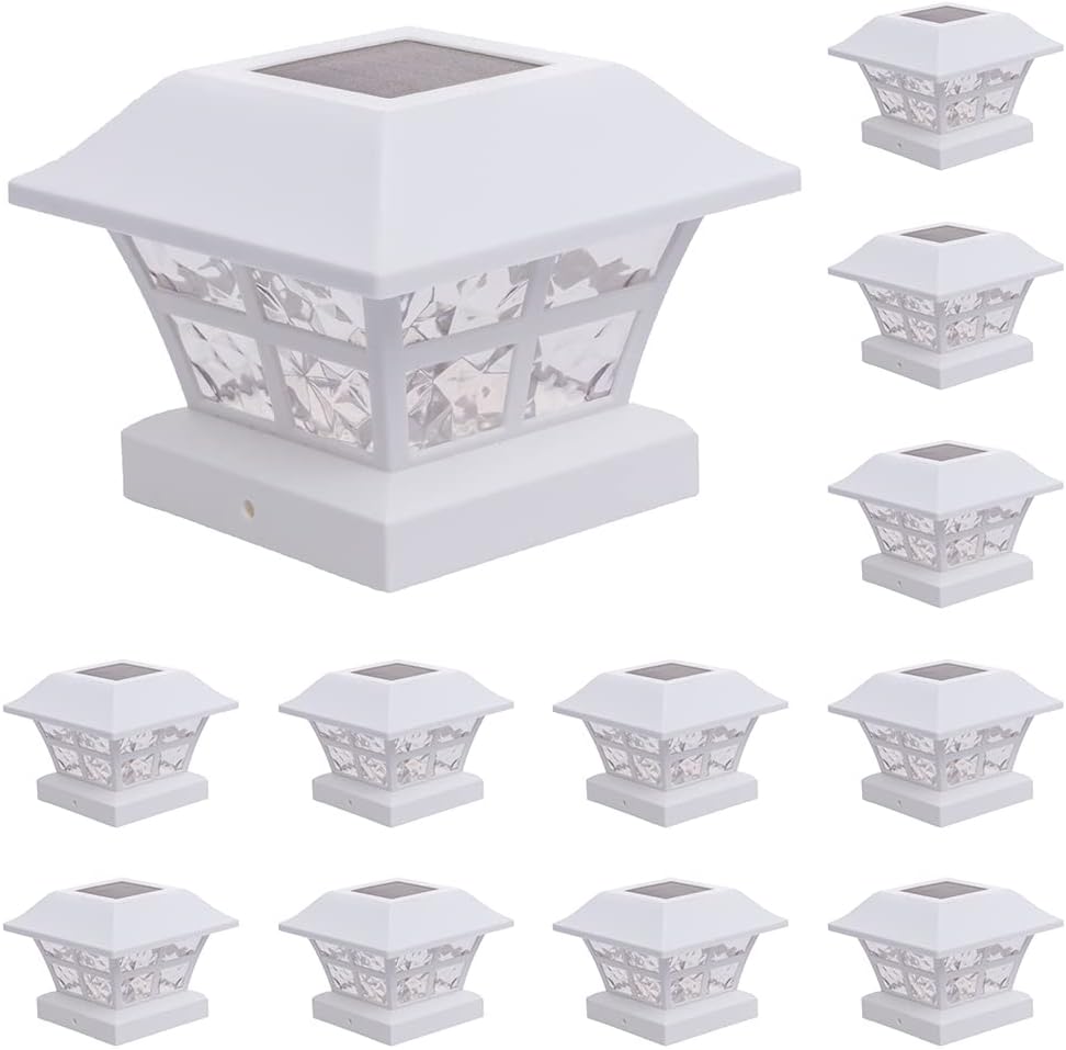 12 Pack Black Solar Powered LED Post Cap Light Y482