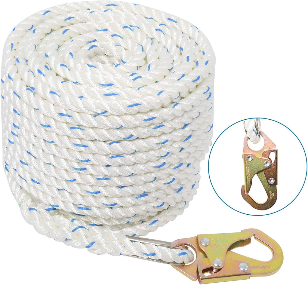 5/8 Inch 100ft Fall Protection Vertical Lifeline Rope with Snap Hook E388517