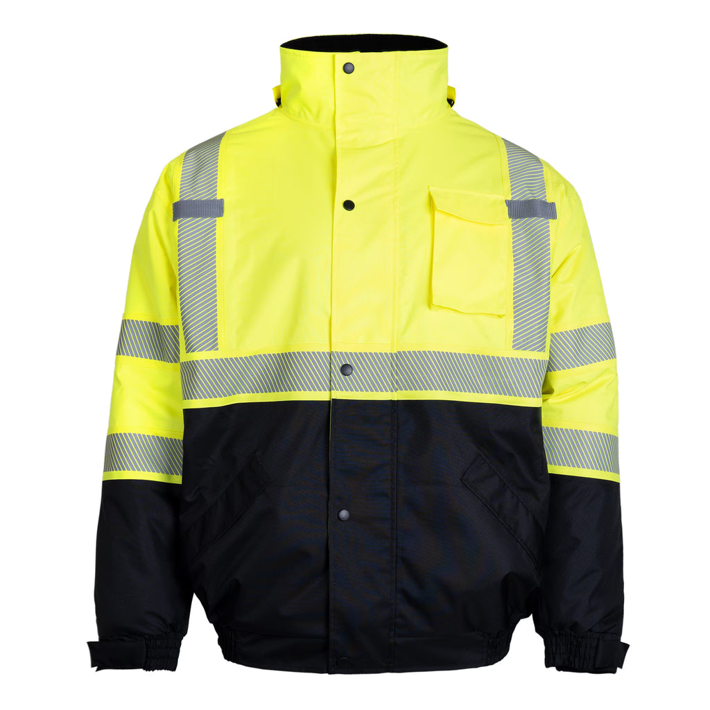 Hi-Vis Safety Jacket with Removable Hood, Yellow, XL F3486