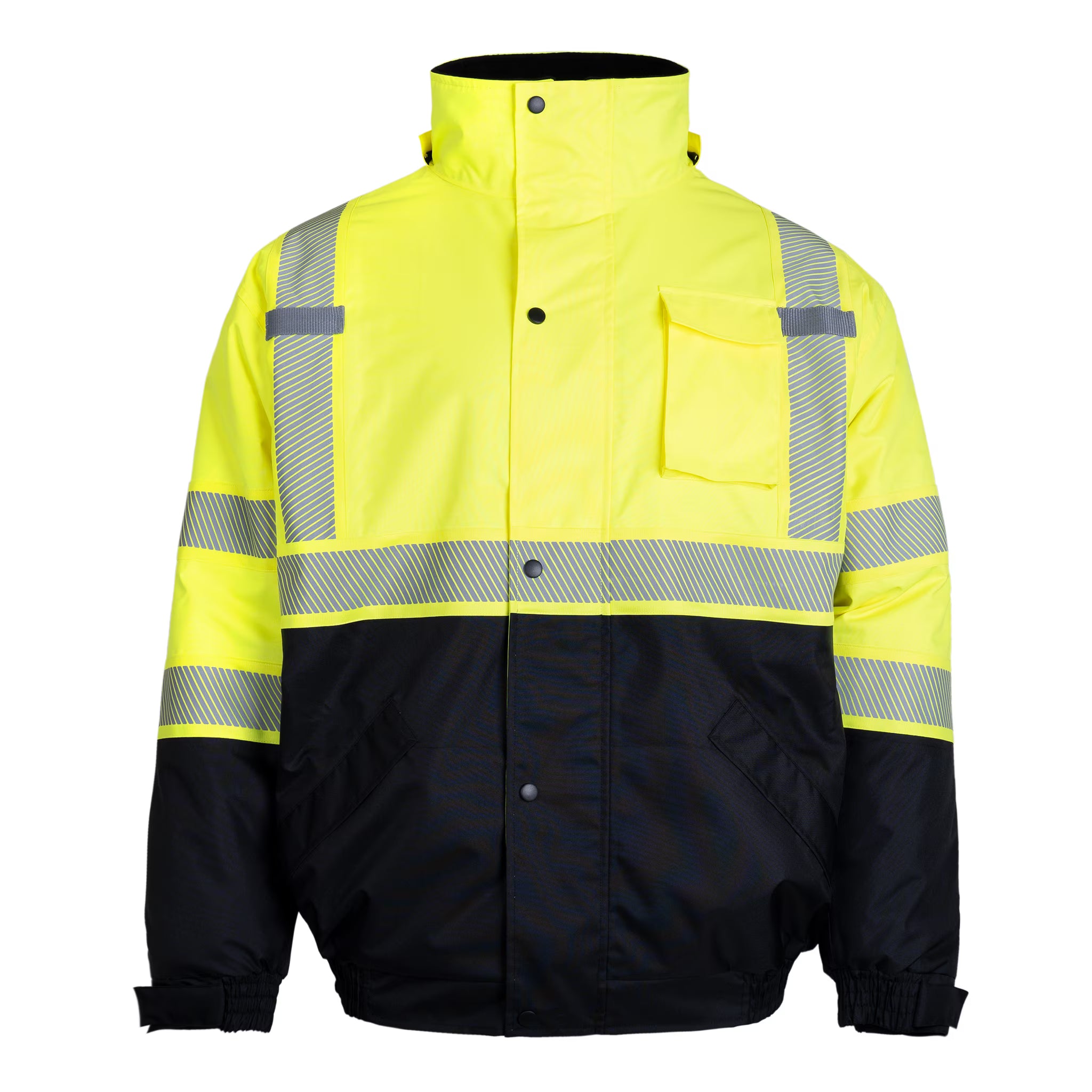 Hi-Vis Safety Jacket with Removable Hood, Yellow, XL F3486