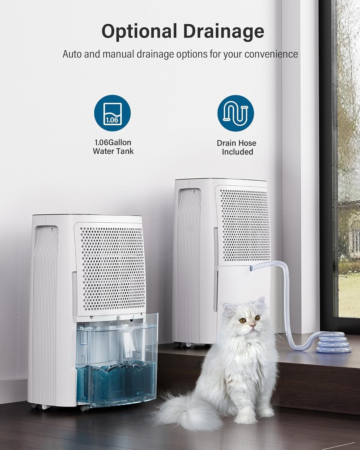 50-Pint Dehumidifier, 4500 Sq. Ft, Quiet, Auto Continuous Drain with Child Lock H91159