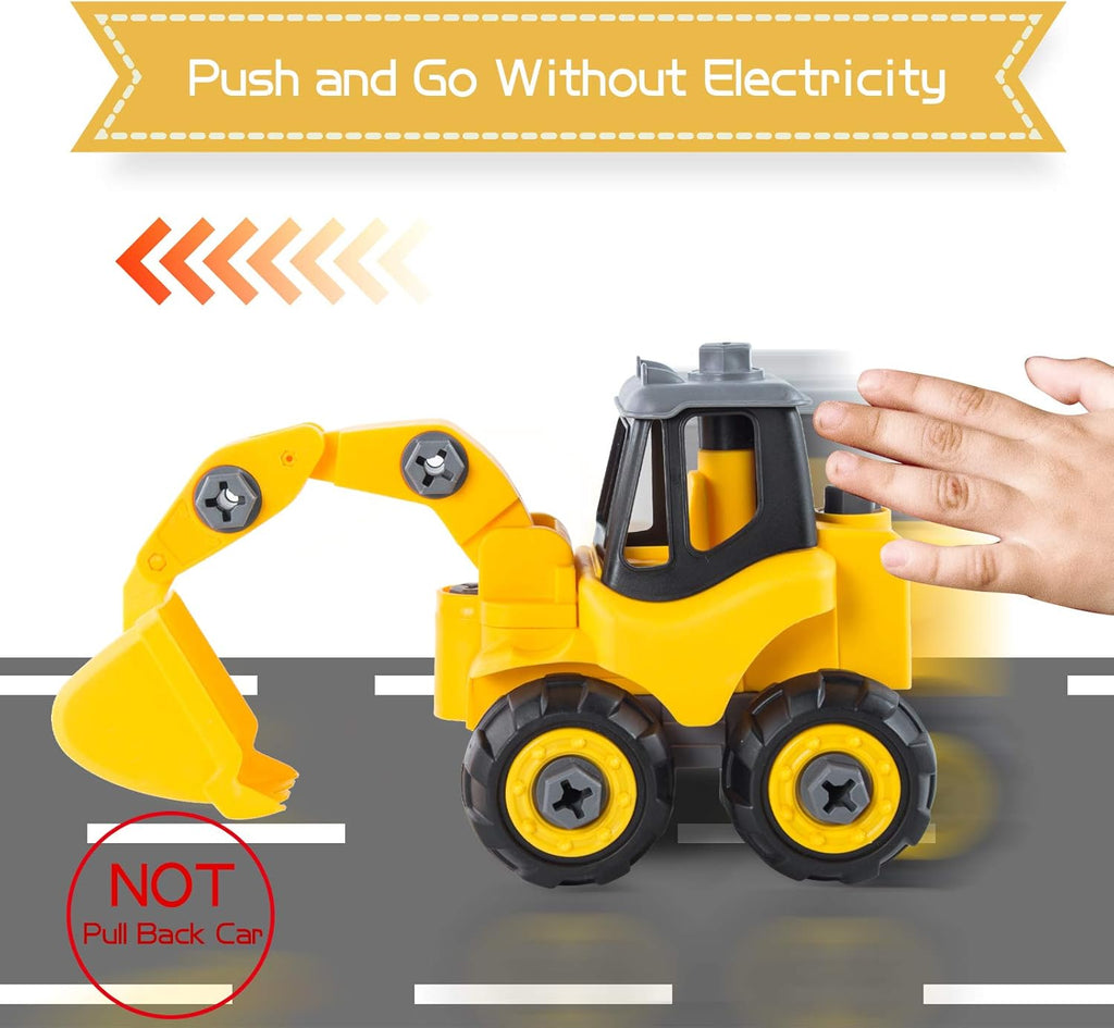 3 in 2 Construction Truck STEM Building Excavators Bulldozers Play Set N23048