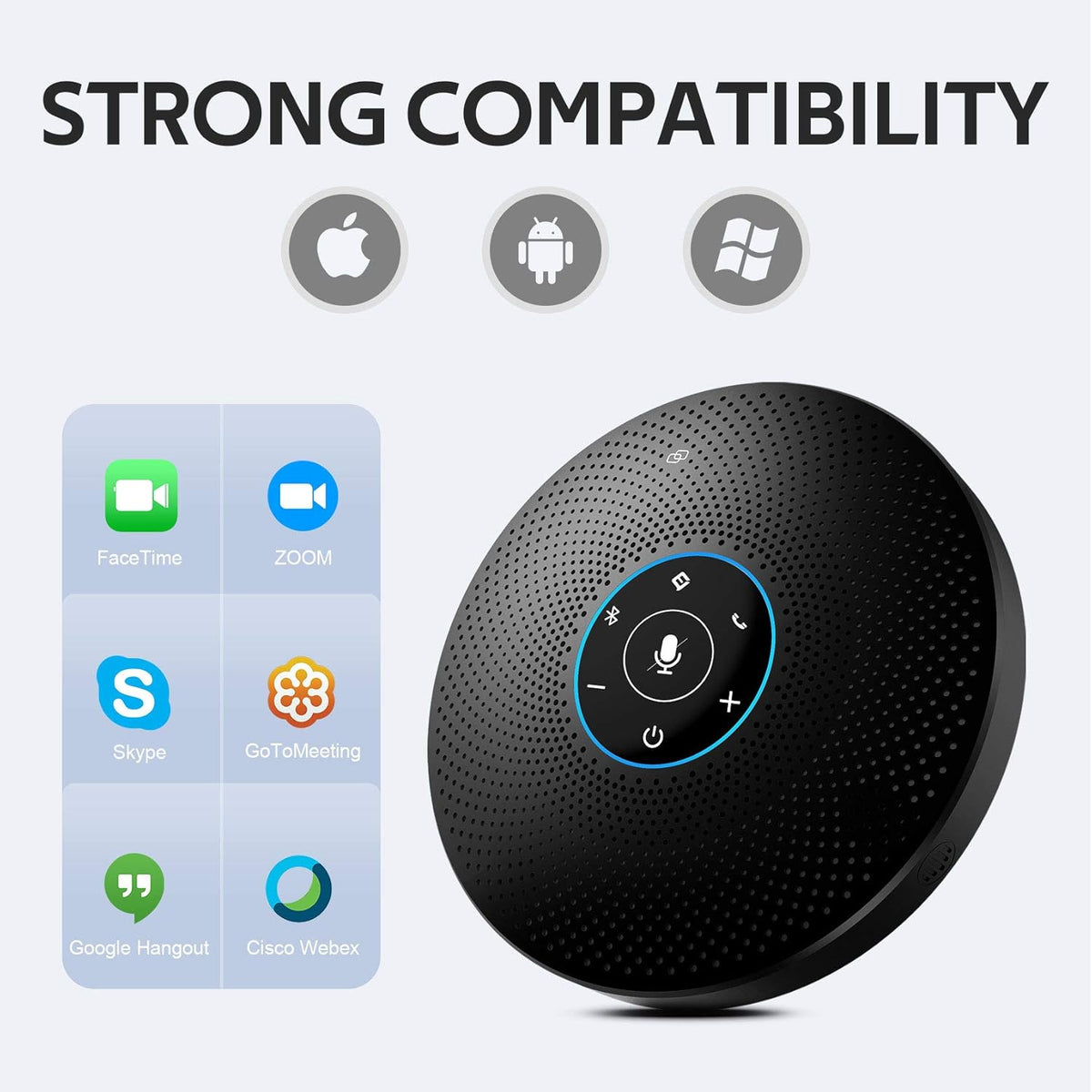 Bluetooth Speakerphone with 4 Directional Mics for up to 15 People O618473