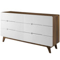 Natural Brown White Wood Dresser Drawer Chest TV Stand D181542