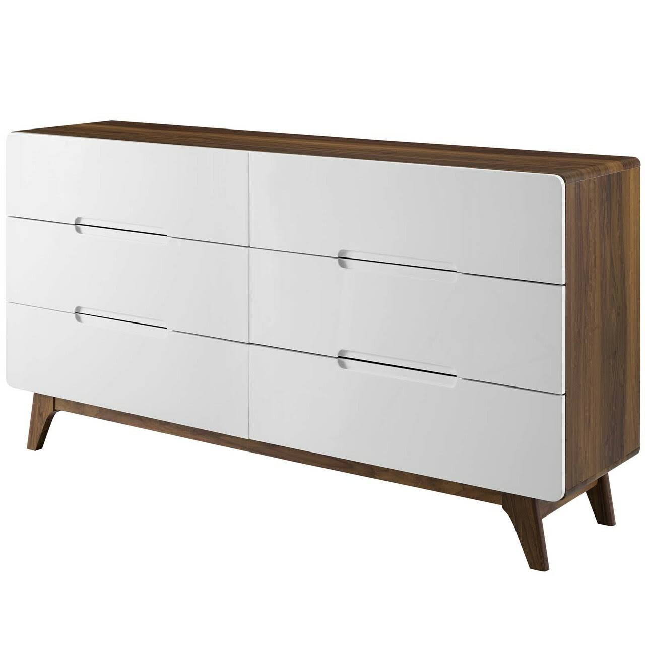 Natural Brown White Wood Dresser Drawer Chest TV Stand D181542