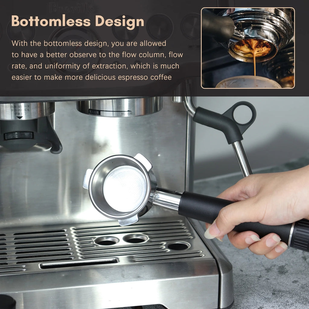 54mm Bottomless Portafilter for Coffee Machine, Stainless Steel Head H2532