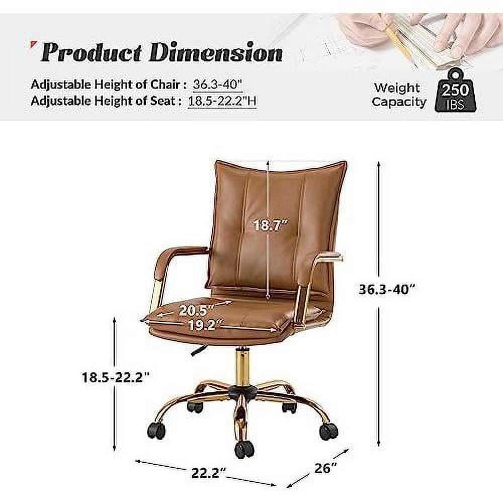 Camel Faux Leather Adjustable Swivel Office Desk Chair L7543