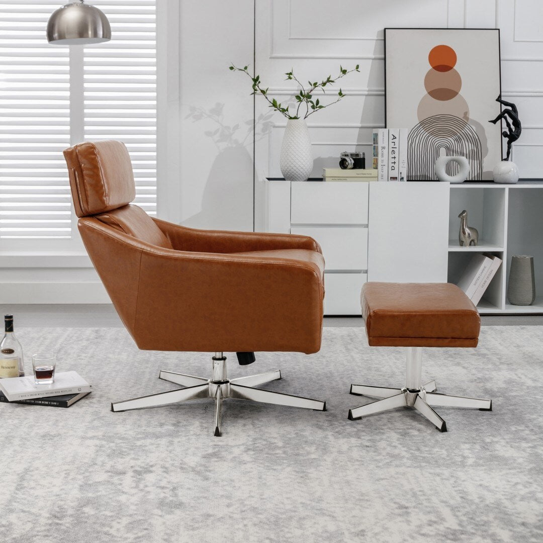 PU Leather Swivel Armchair with Ottoman Q850489