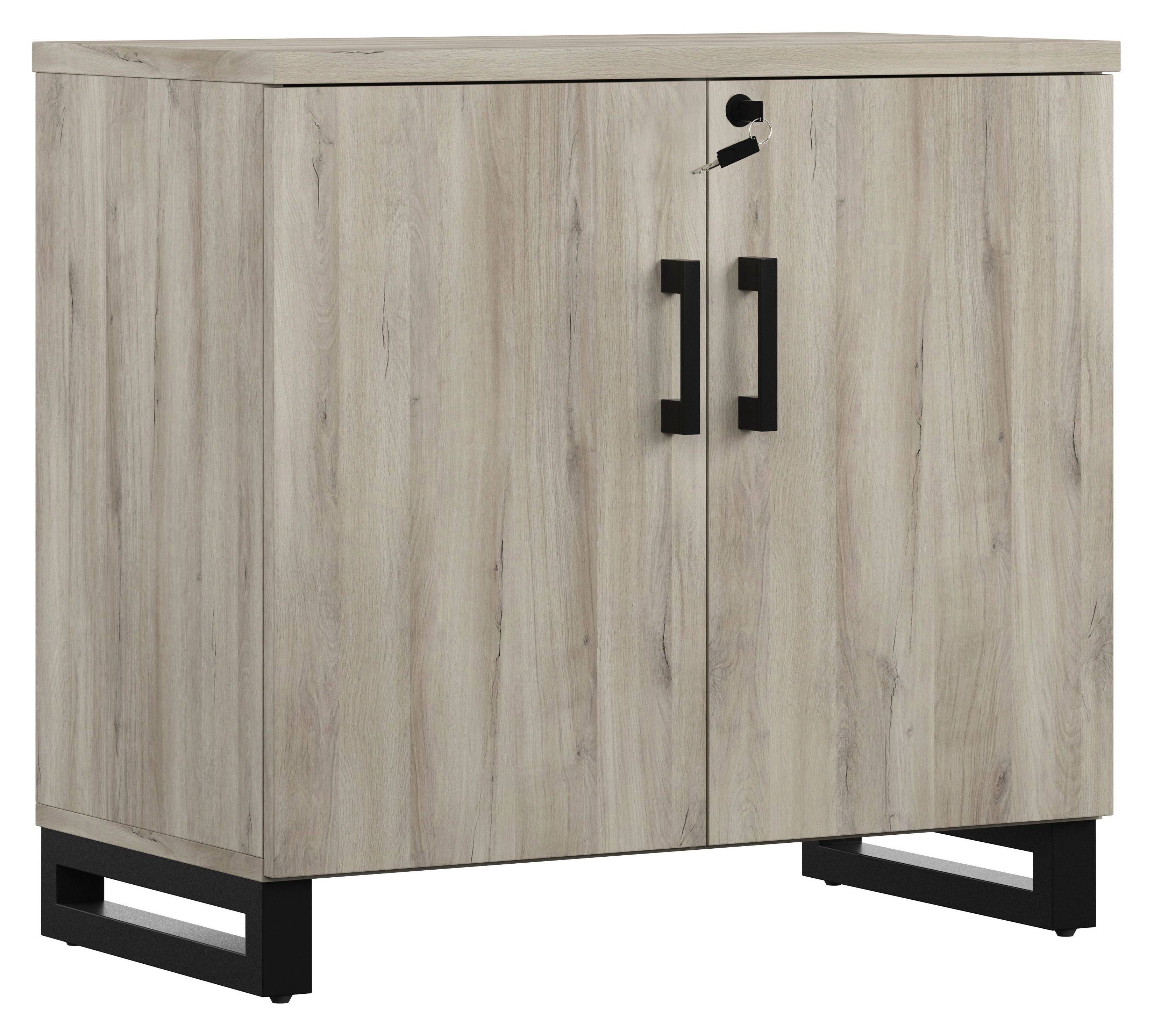 Gray Weathered Oak 2-Door Storage Cabinet P6939
