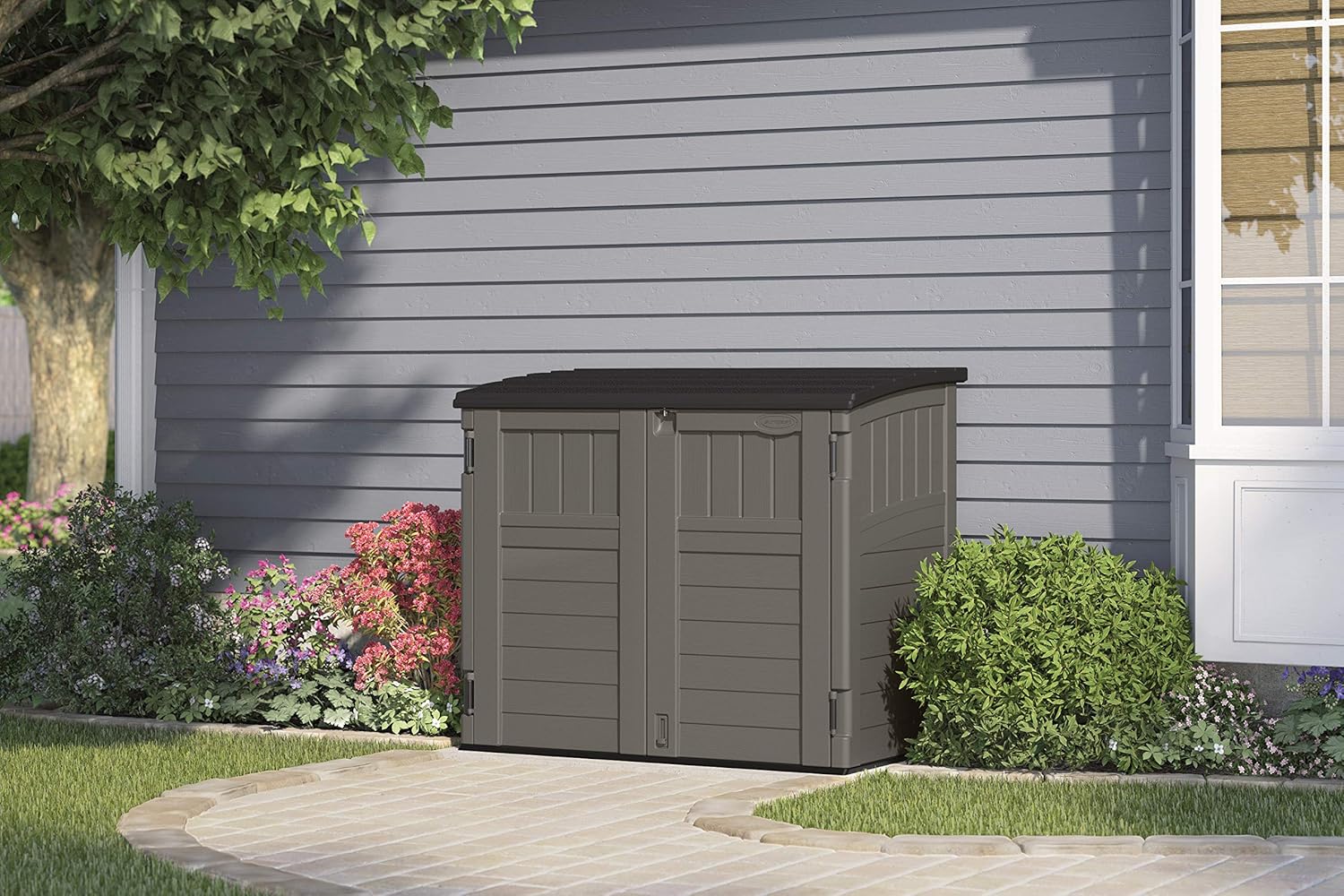 Natural Wood-Like Resin Horizontal Storage Shed K484996