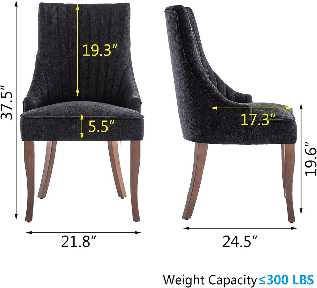 Set of 2 Tufted Linen Fabric Upholstered Dining Chairs E648583