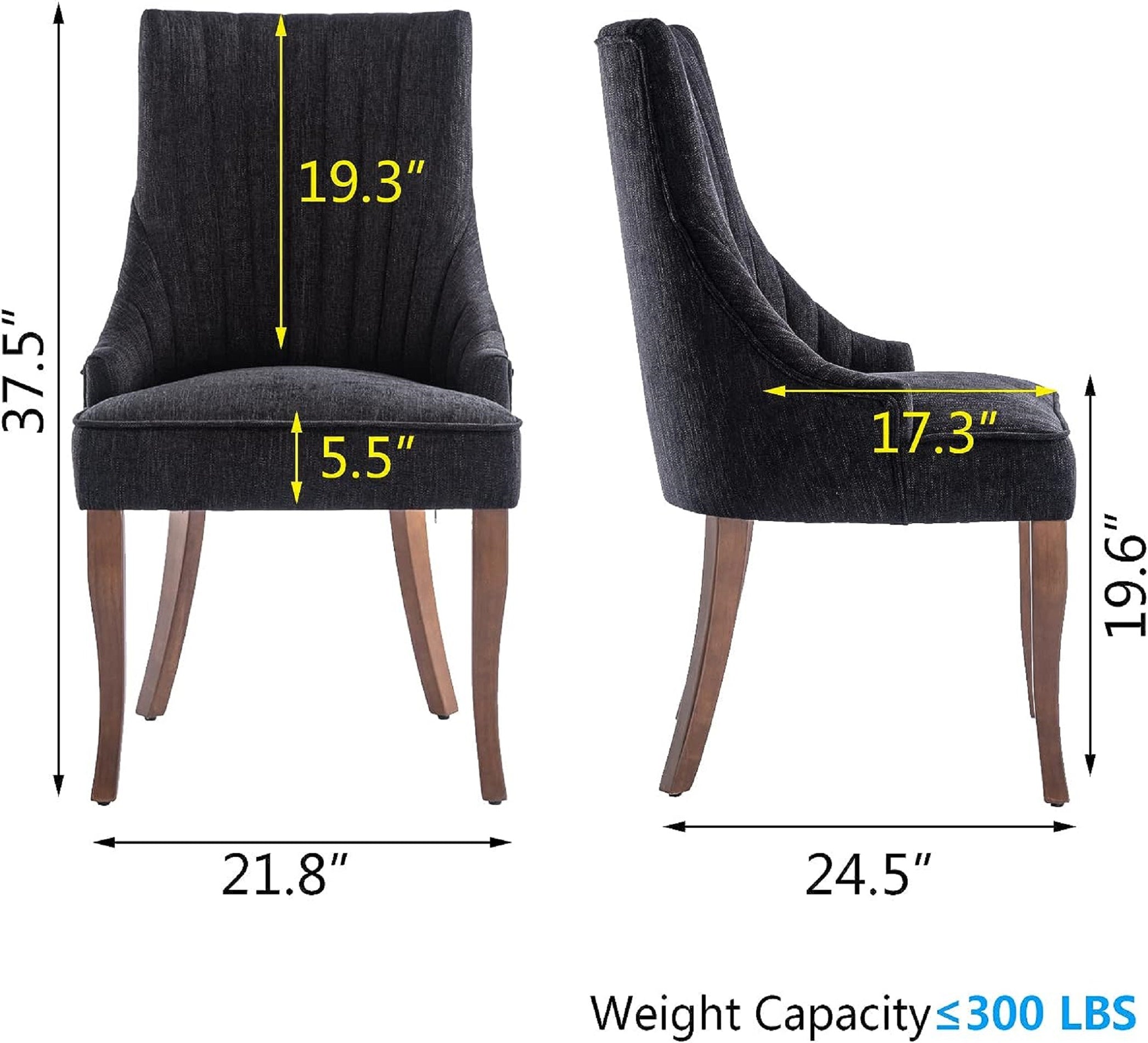 Set of 2 Tufted Linen Fabric Upholstered Dining Chairs E648583
