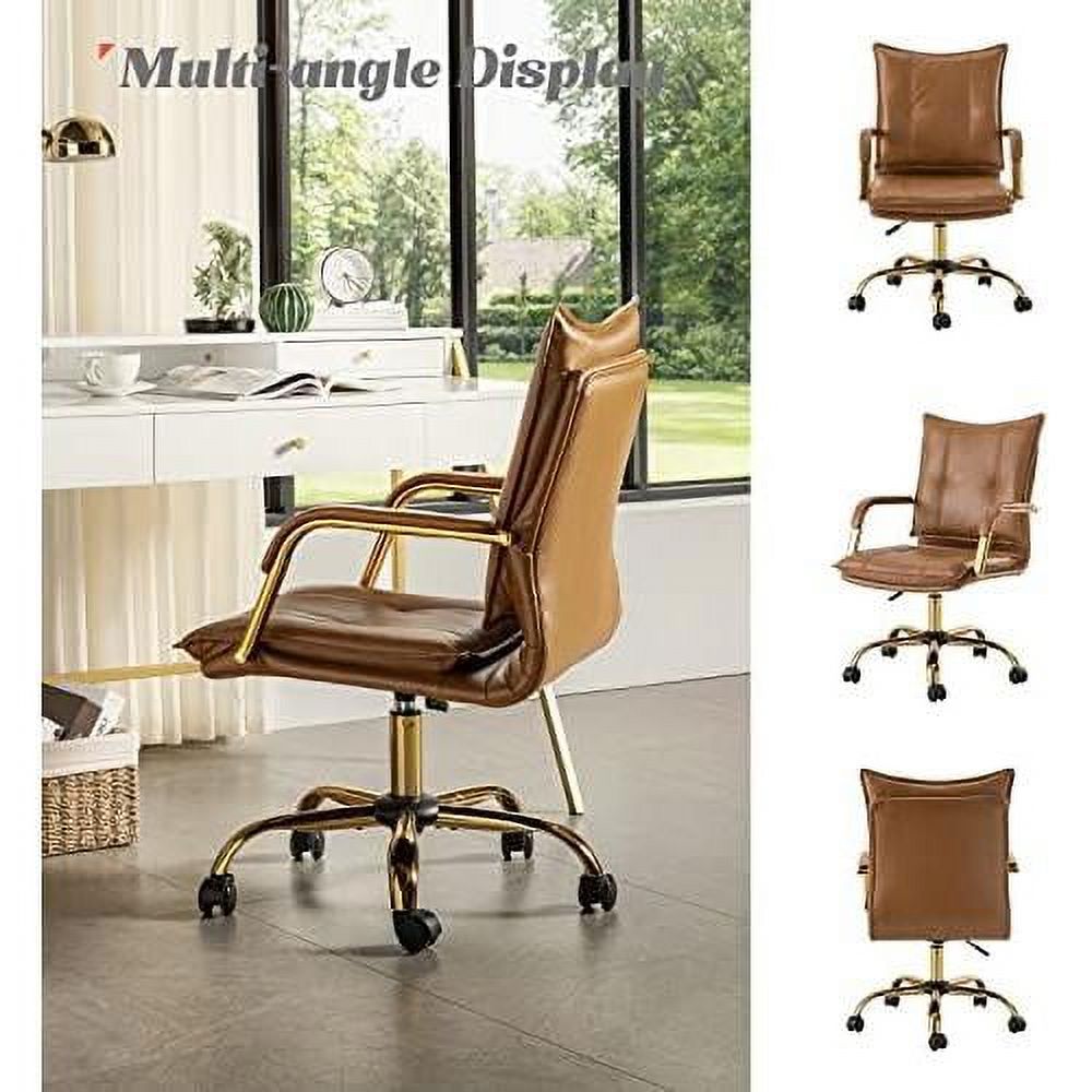 Camel Faux Leather Adjustable Swivel Office Desk Chair L7543