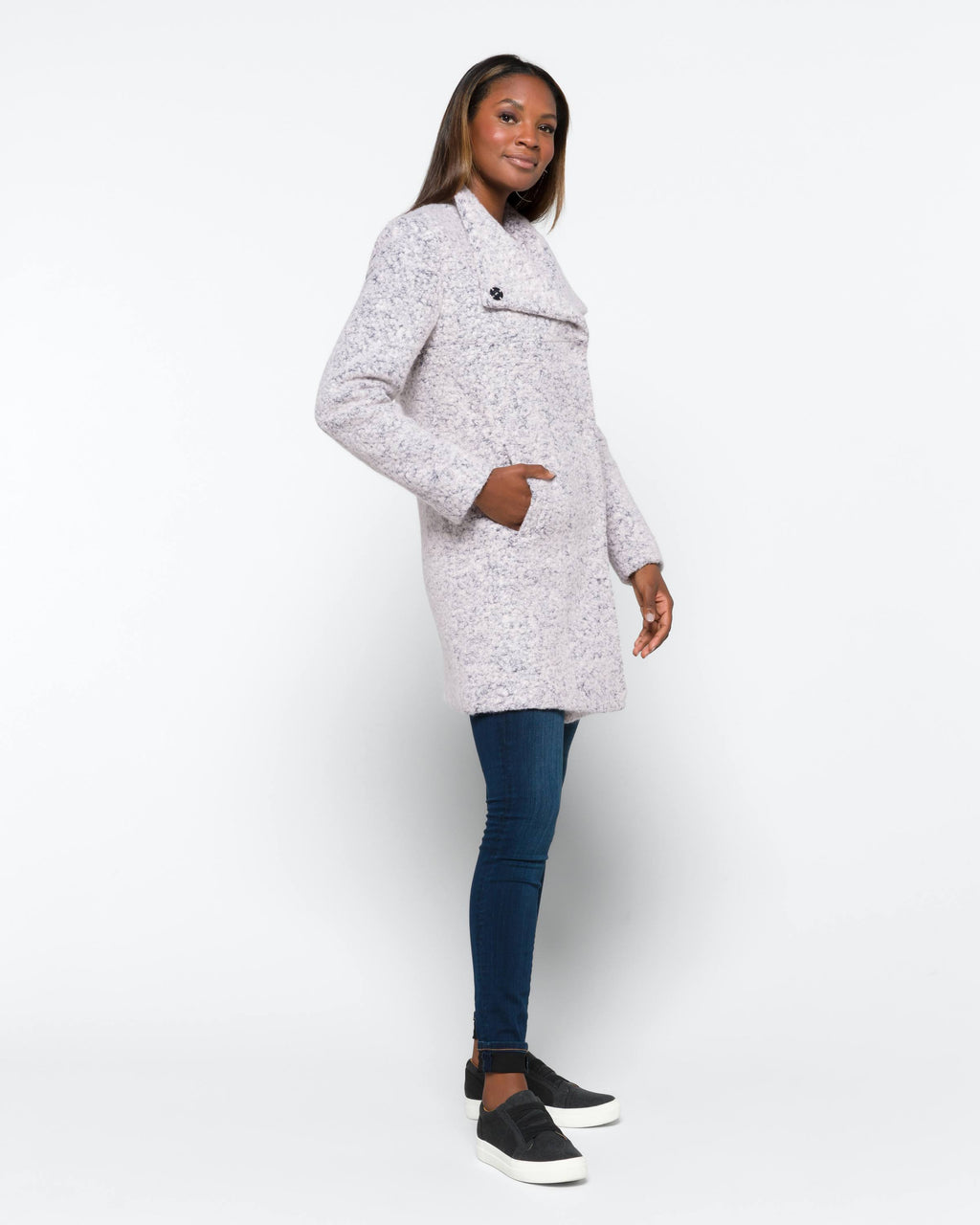 Asymmetrical Boucle Walker Coat G681601