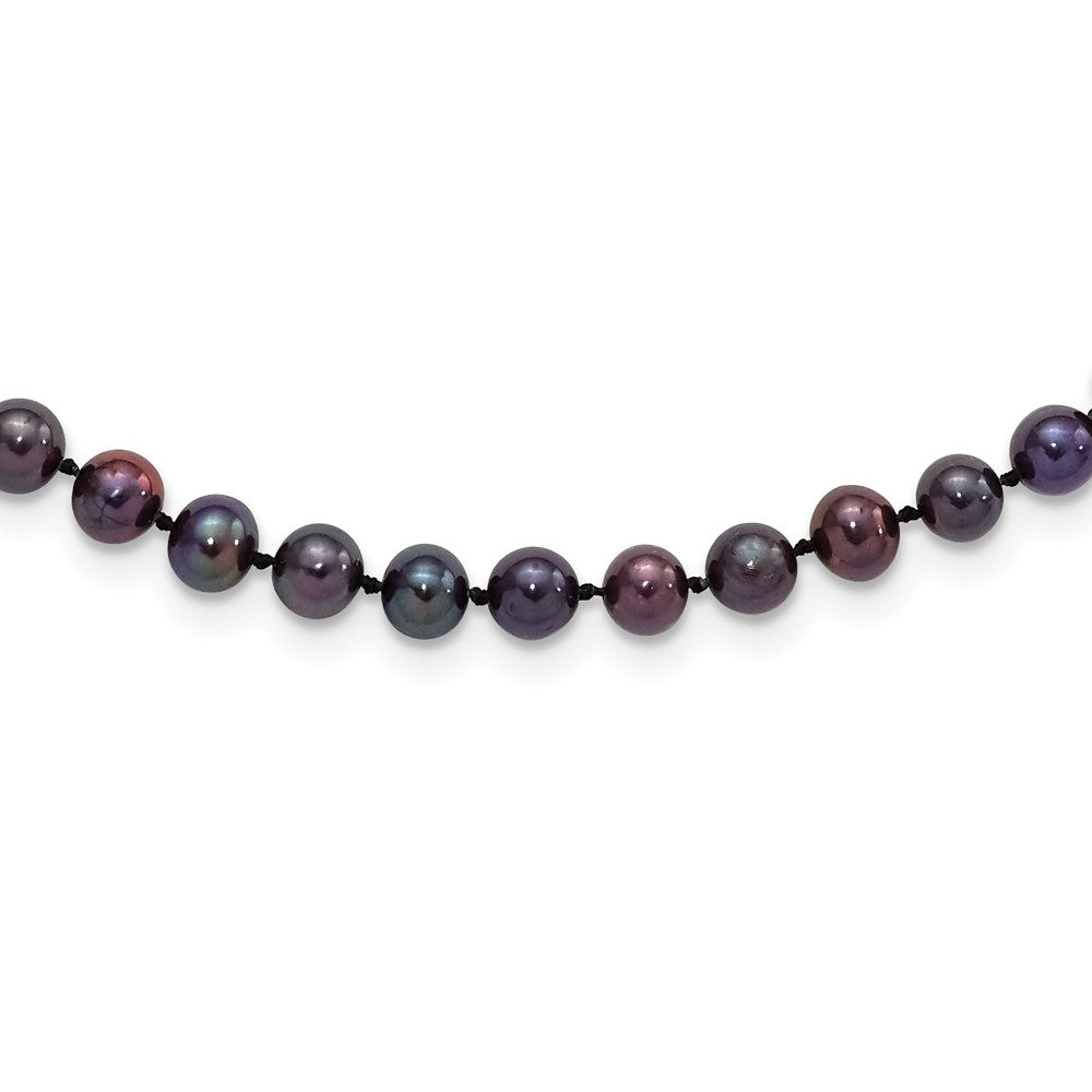 Rhod-plated 5-6mm Black Pearl Necklace X18152