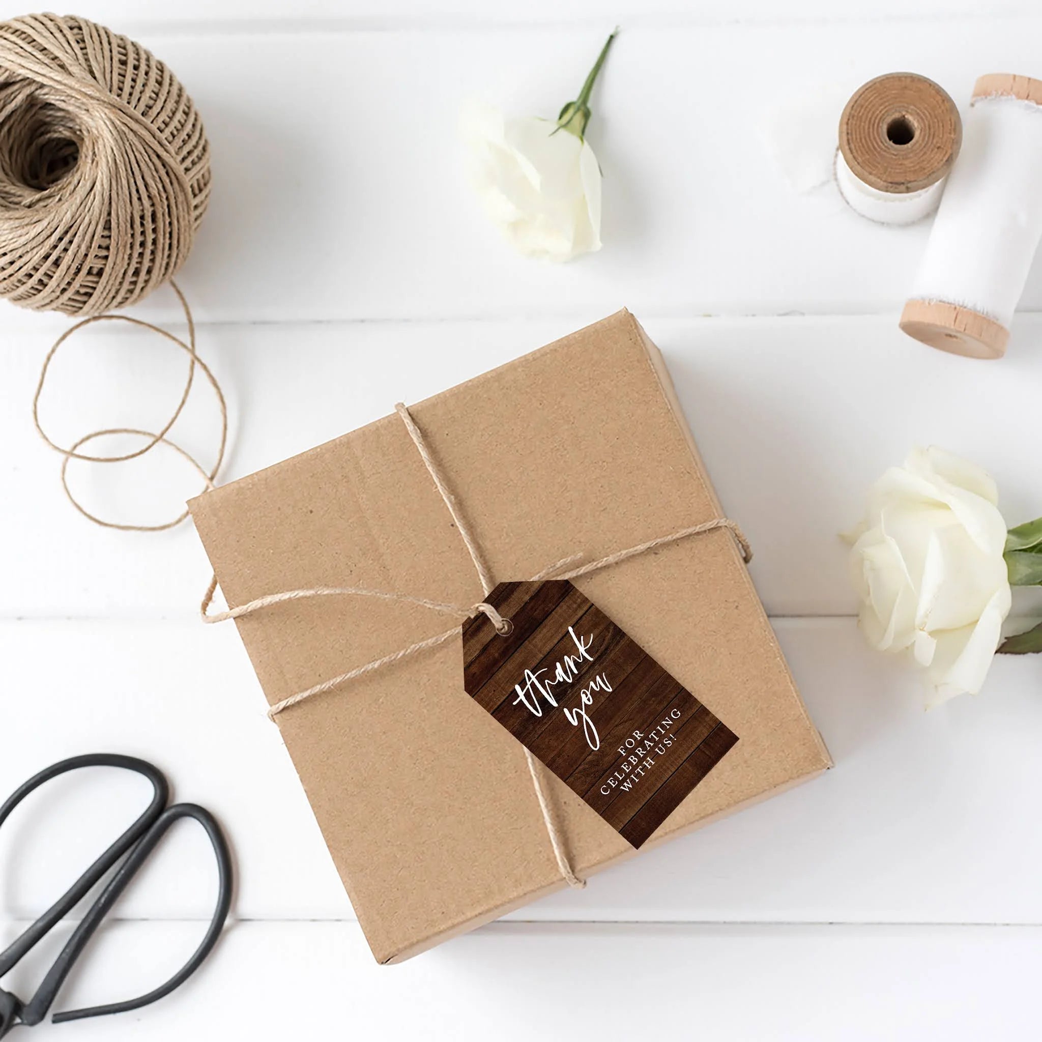 Rustic Wood Cardstock Gift Tags with Bakers Twine 100-Pk H64507