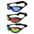 3 Pairs Padded Polarized Sunglasses with Strap Black Frame Blue Red Pink Mirror Lenses U350431