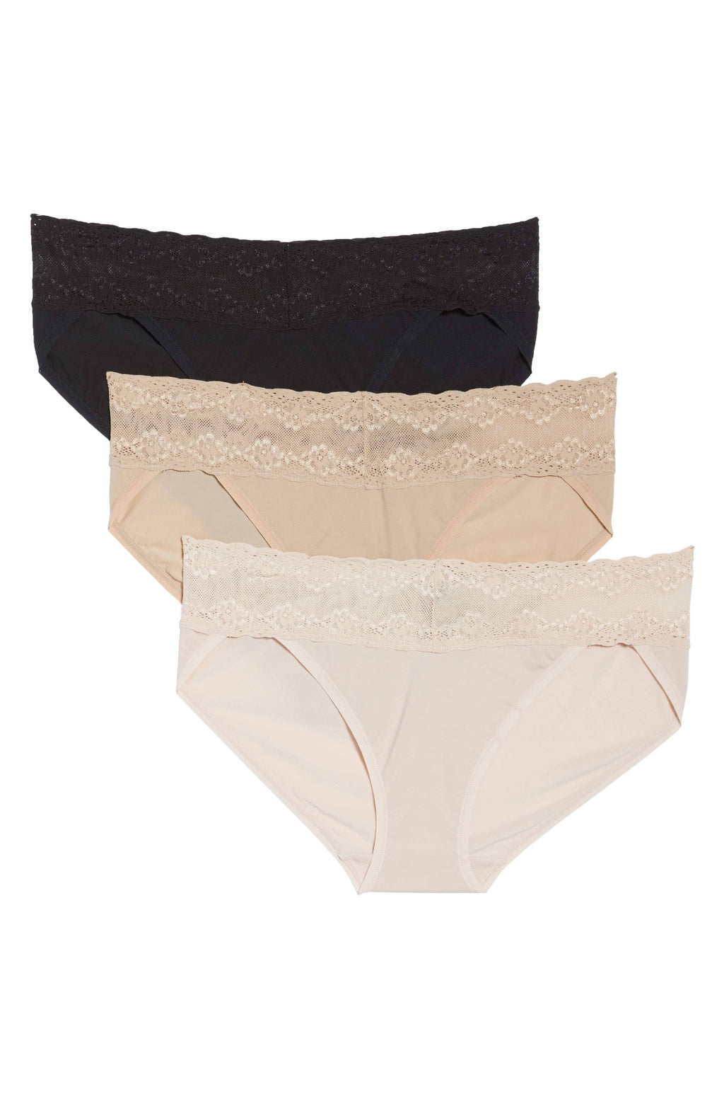 3 Pack V-kini Panty, Cameo Rose/Black/Cafe W8825