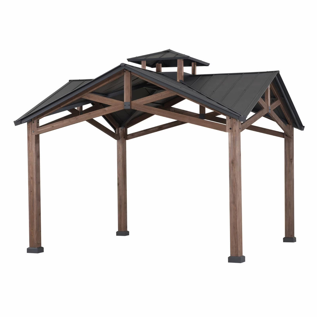 12.5 ft. x 12.5 ft. Cedar Framed Gazebo with Steel Hardtop Roof H542393