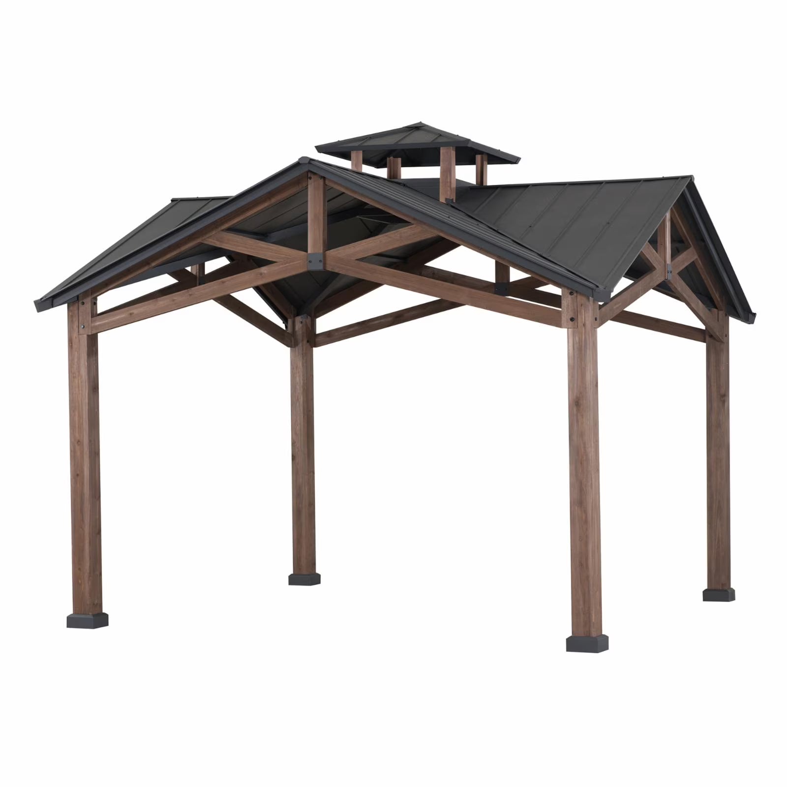 12.5 ft. x 12.5 ft. Cedar Framed Gazebo with Steel Hardtop Roof H542393