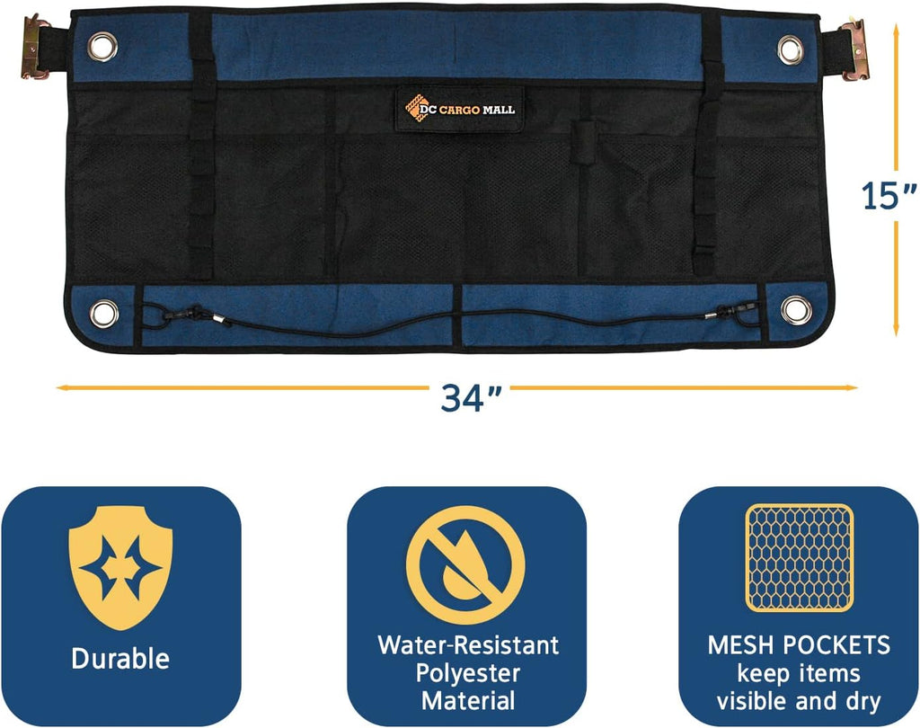 E-Track Hanging Trailer Organizers with Mesh Pockets, 34 in Long x 15 in Tall, 4-Pack O877958
