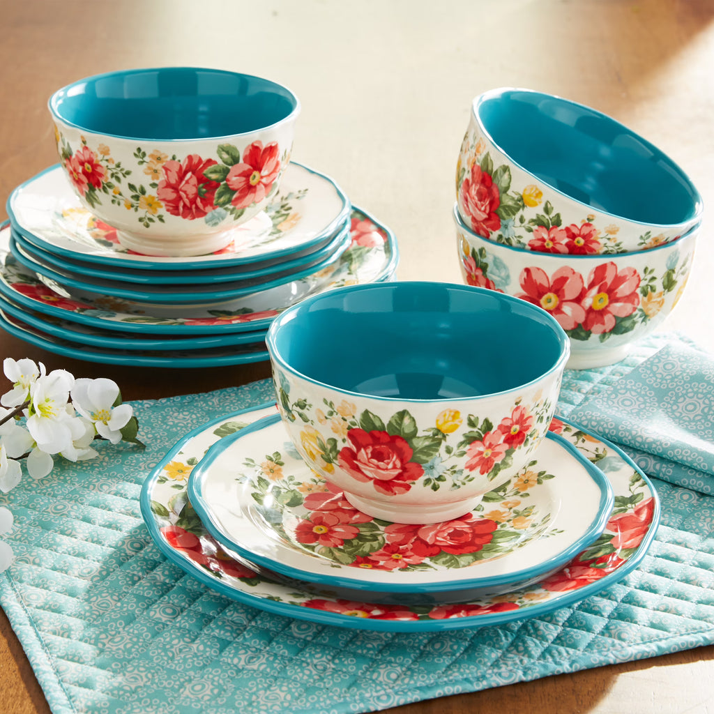 12 Piece Vintage Floral Dinnerware X108196