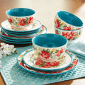 12 Piece Vintage Floral Dinnerware X108196