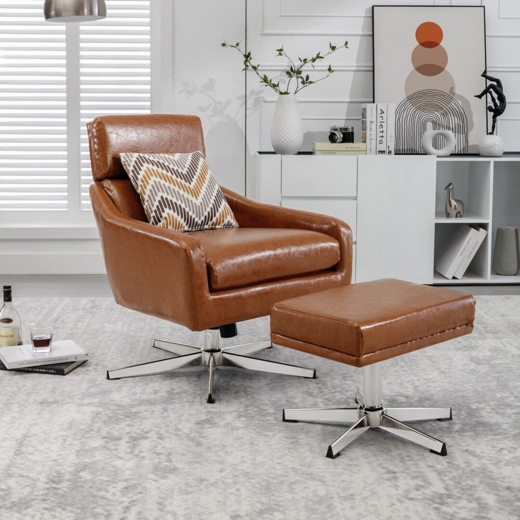 PU Leather Swivel Armchair with Ottoman Q850489