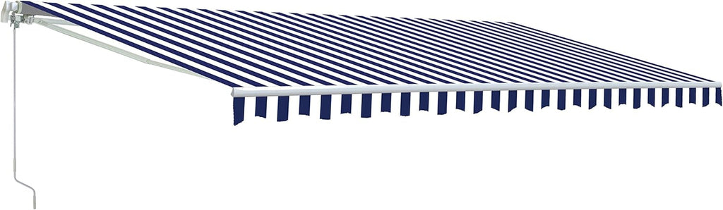 Retractable 13x10 Feet Motorized White Frame Patio Awning with Polyester Canopy T36158