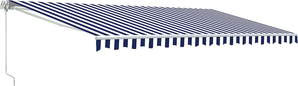 Retractable 13x10 Feet Motorized White Frame Patio Awning with Polyester Canopy T36158