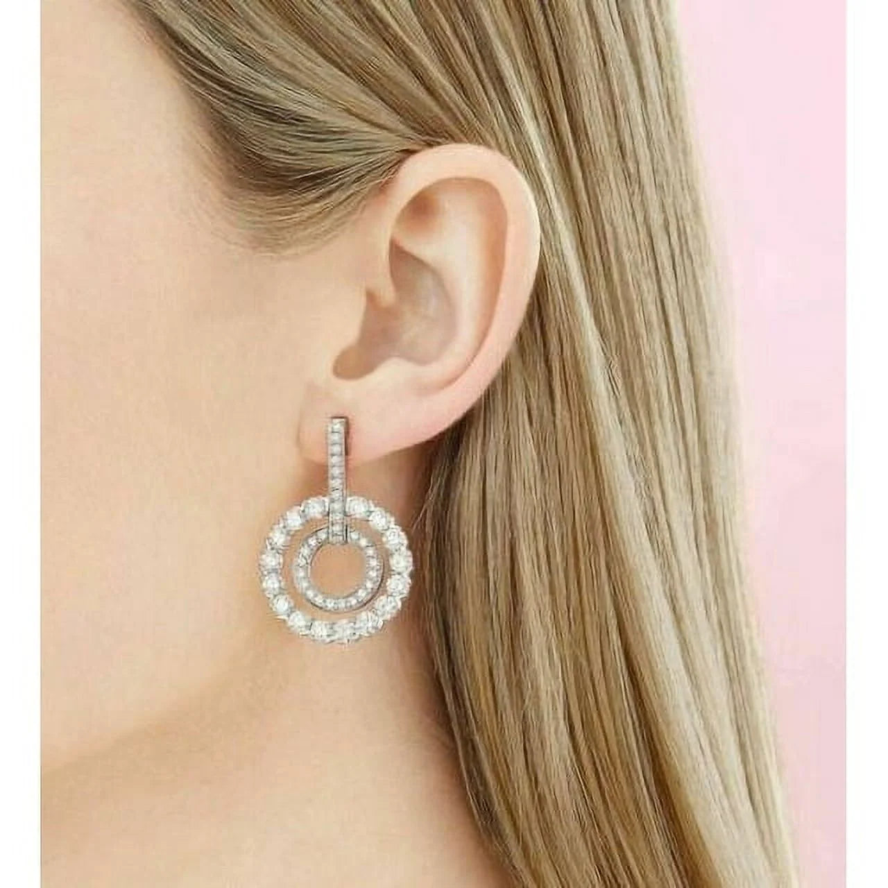 14K White Gold Lab Grown Diamond Drop Earring I687