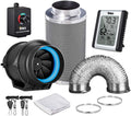 6 Inch 350 CFM Inline Carbon Filter with Fan Speed Controller and Temperature Humidity Monitor I9445