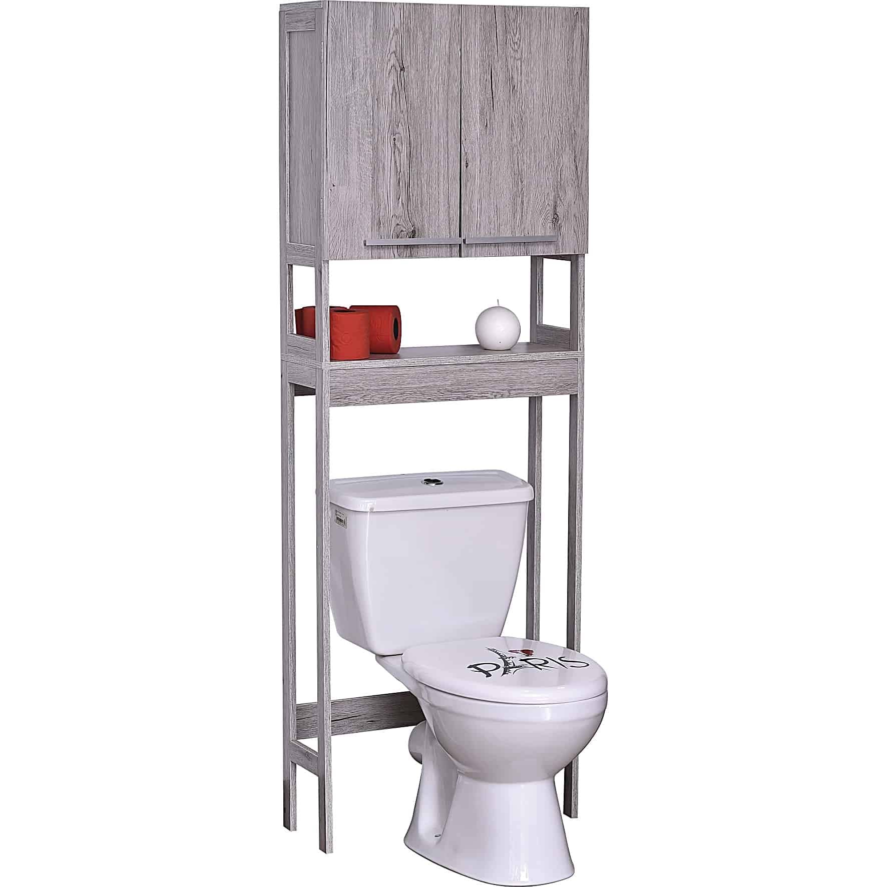 Washed Gray Oak Bath Over The Toilet Cabinet 2 Doors 1 Shelf T43411
