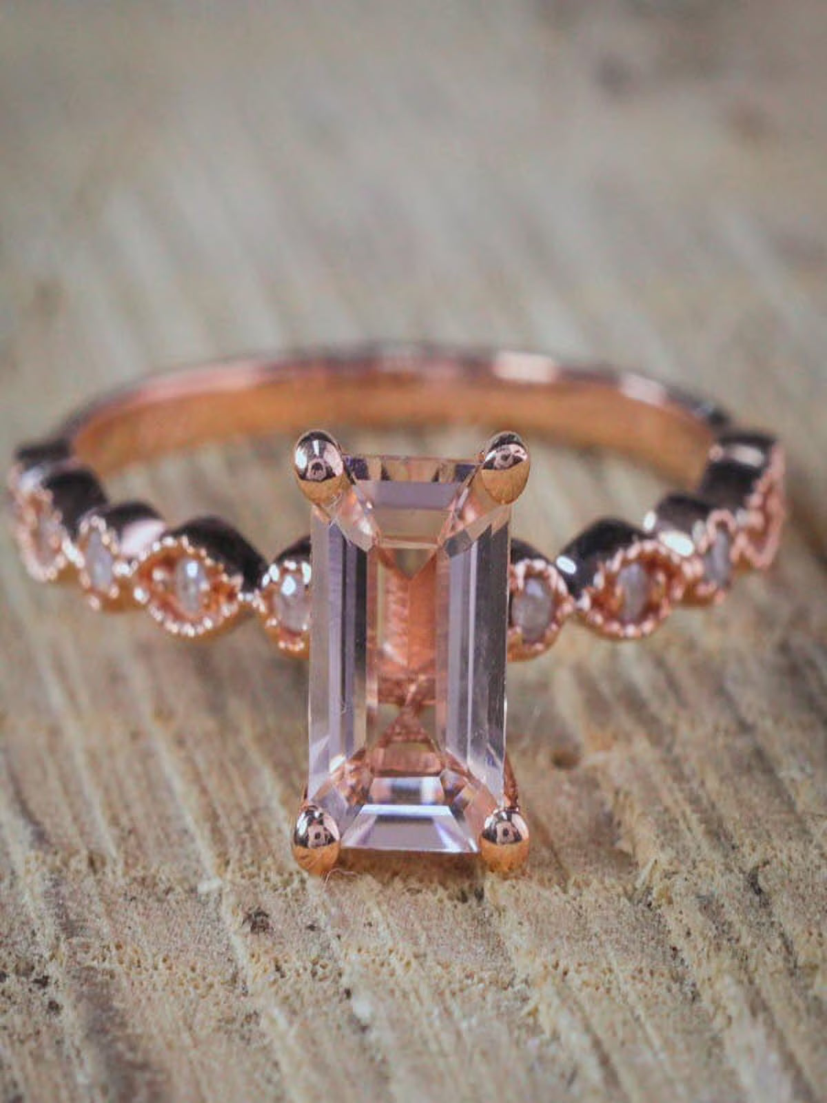 1.25 Carat Peach Pink Morganite and Diamond Engagement Ring in 10k Rose Gold C370187