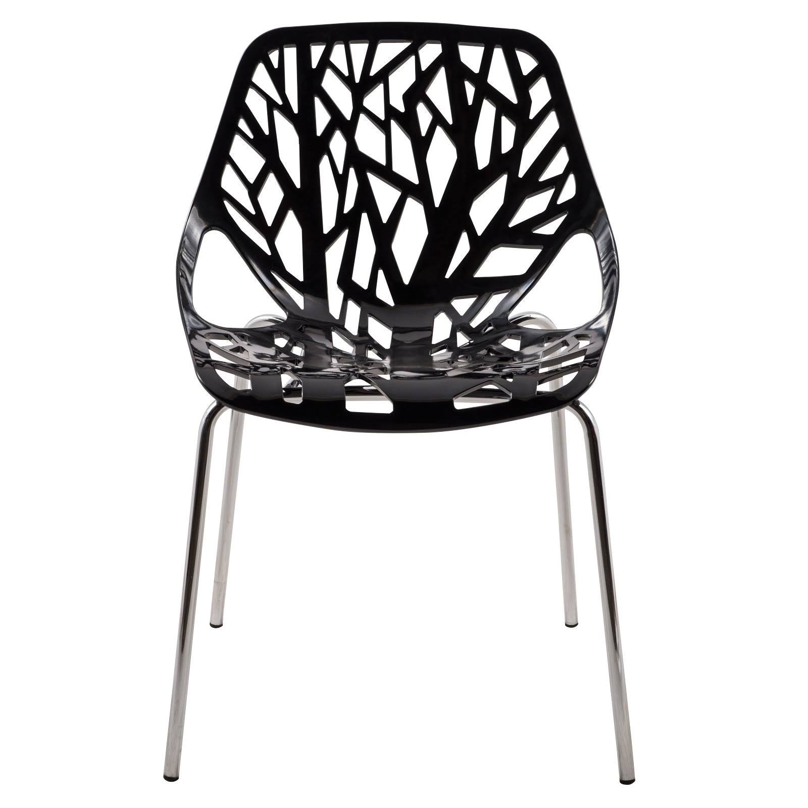 Green Set of 4 Dining Chair with Chromed Legs D194