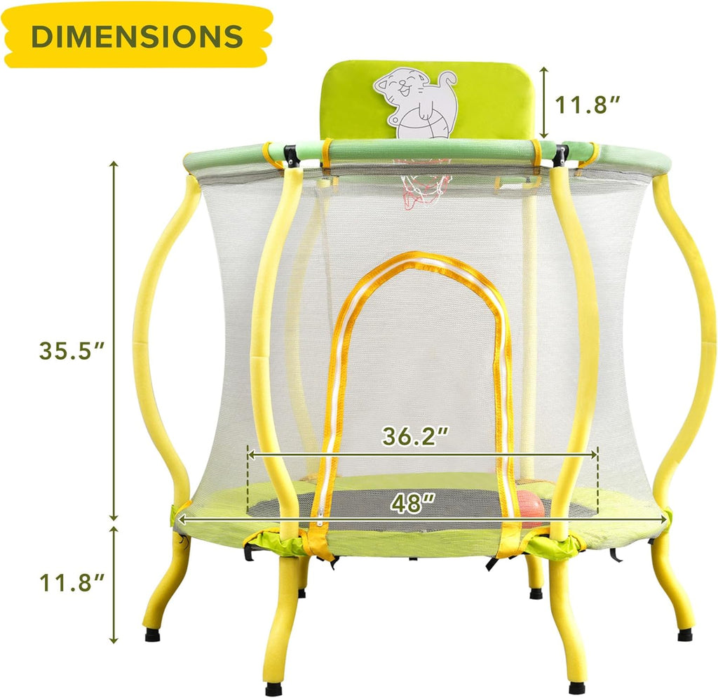 Portable Foldable Trampoline with Adjustable Handle, 40" Max Load 330lbs, Yellow S2855