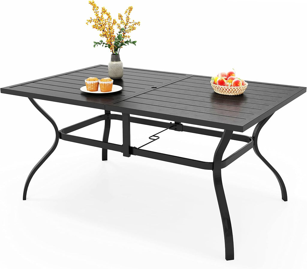Black 60" x 38" Rectangular Patio Dining Table F7268